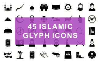 Islamic Glyph Black Set Icon