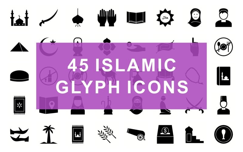 Islamic Glyph Black Set Icon Icon Set