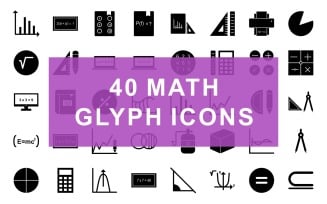 Math Symbols Glyph Black Set Icon