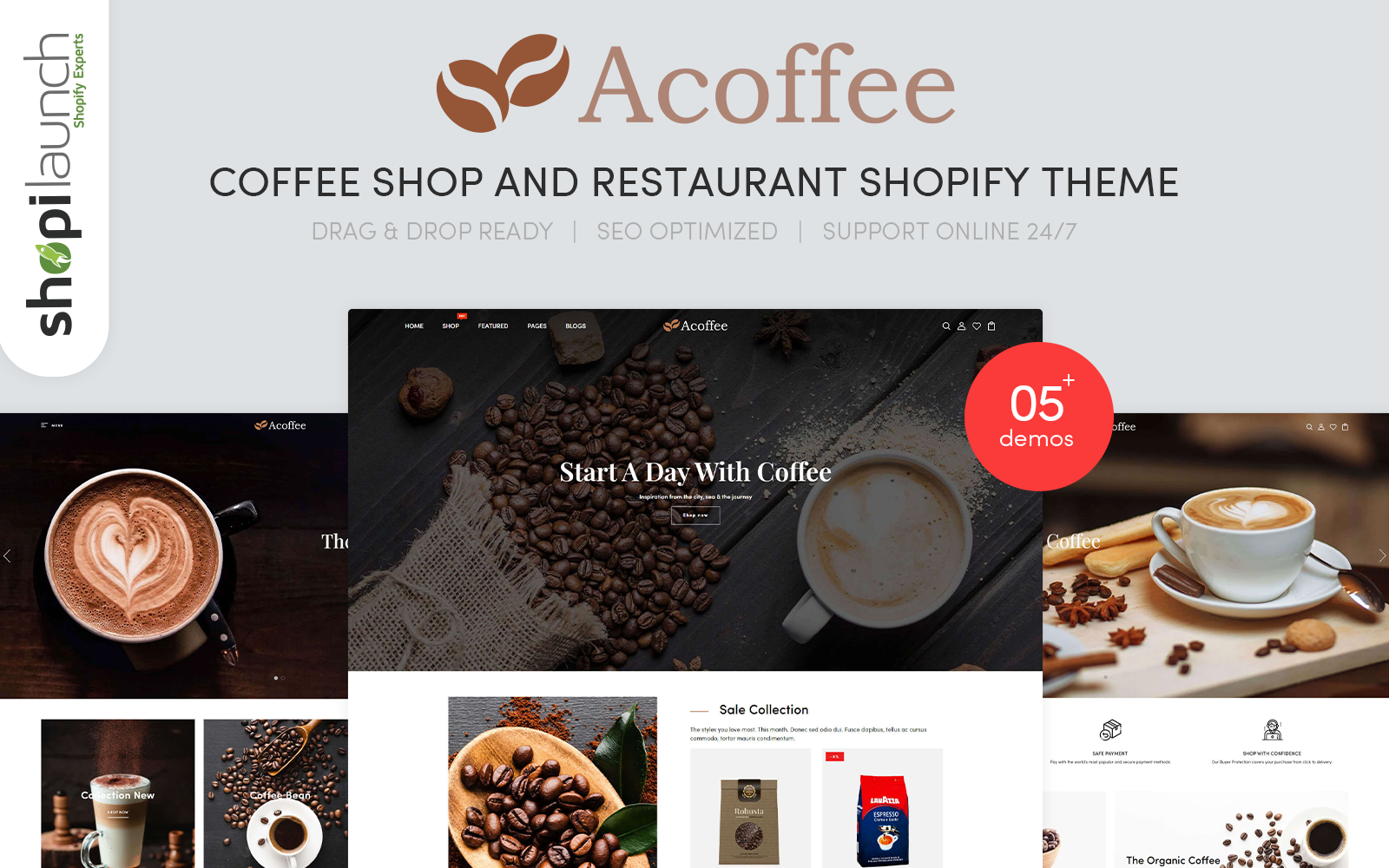 Shopify Theme namens "Acoffee - Coffee Shop And Restaurant" #108850