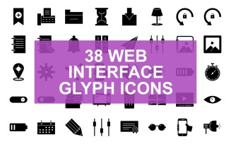 Web Interface Glyph Black Set Icon