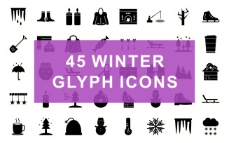 Winter Glyph Black Set Icon