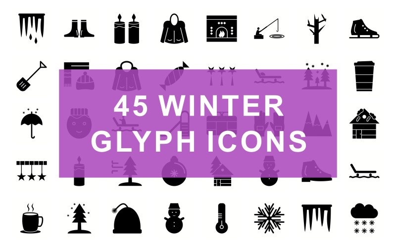 Winter Glyph Black Set Icon Icon Set