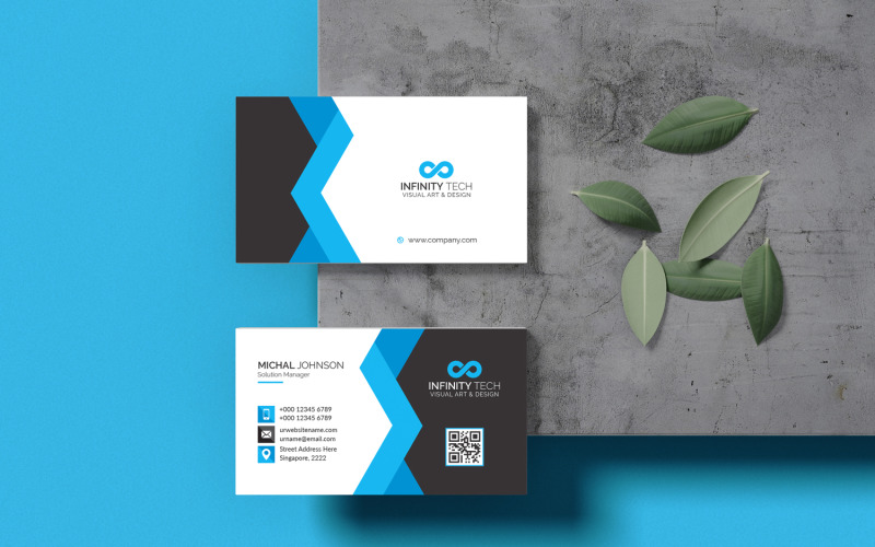 Modern Professional Business Card with Blue Details Corporate Identity