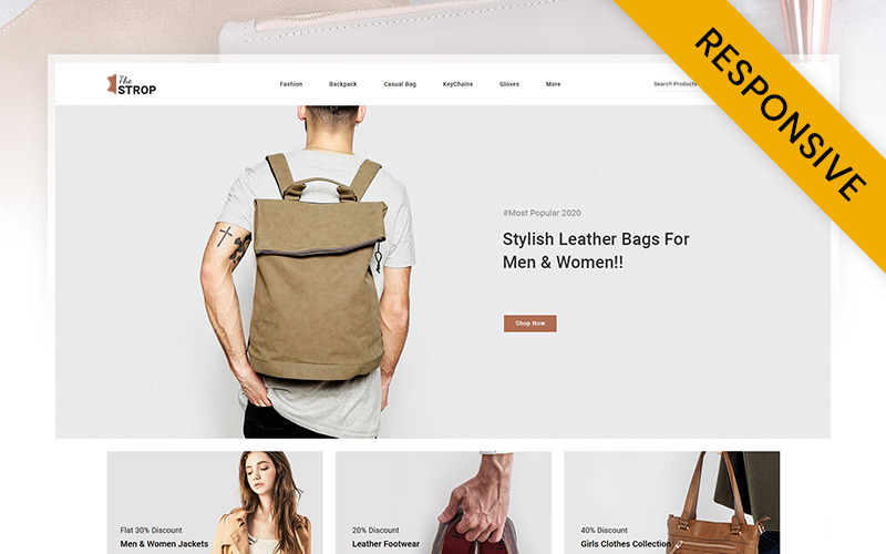 The Strop Leather Store OpenCart Responsive Template OpenCart Template