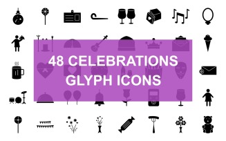 Celebrations Glyph Black Set Icon