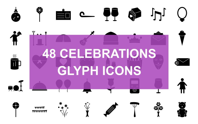 Celebrations Glyph Black Set Icon Icon Set