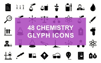 Chemistry Glyph Black Set Icon