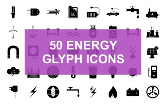Energy Glyph Black Set Icon