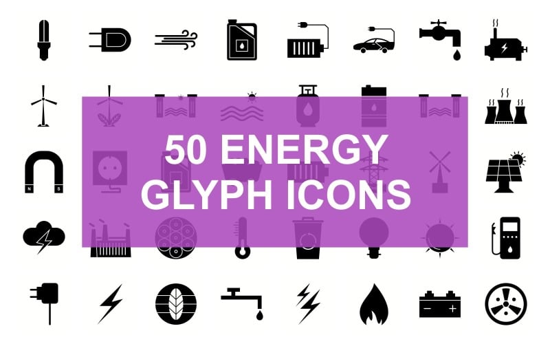 Energy Glyph Black Set Icon Icon Set