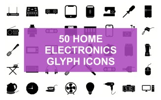 Home Electronic Glyph Black Set Icon