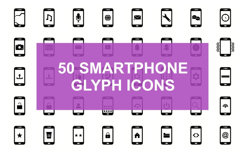 Smartphone Glyph Black Set Icon Icon Set