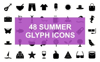 Summer Glyph Black Set Icon