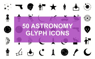 Astronomy Glyph Black Set Icon