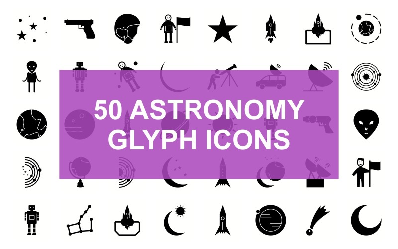 Astronomy Glyph Black Set Icon Icon Set
