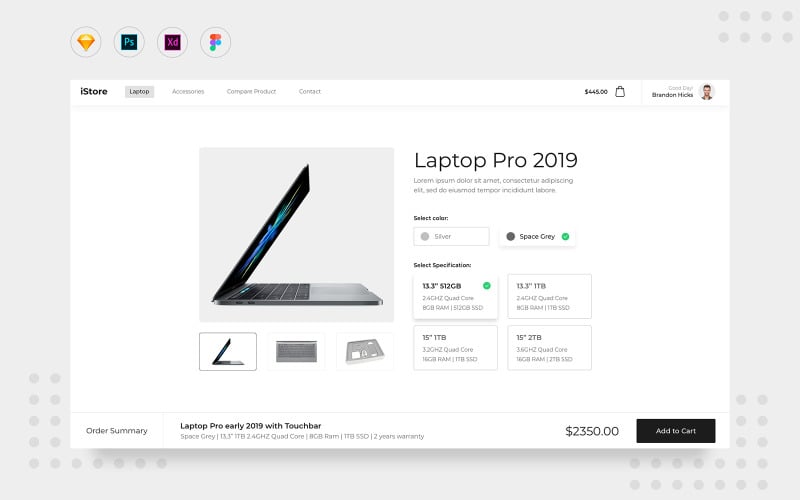 Daily.V8 Laptop Product Detail Page UI Elements