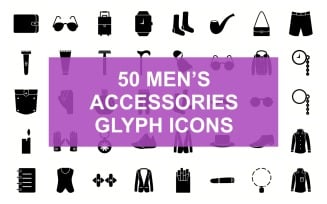 Men's Accessories Glyph Black Set Icon