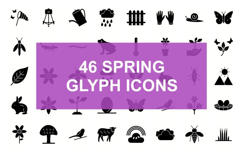 Spring Glyph Black Set Icon Icon Set