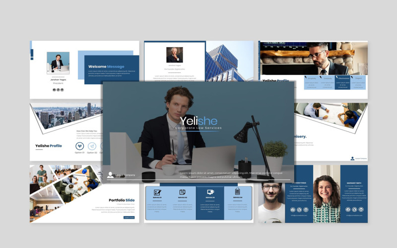 Yelishe - Corporate Law Services PowerPoint template PowerPoint Template