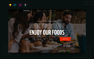 Daily.V10 Restaurant Booking Landing Website UI Elements