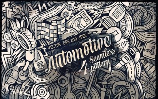 Automotive Graphics Doodles Seamless Pattern