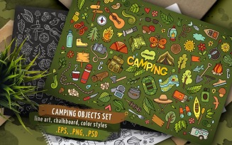 Camping Objects & Elements Set - Vector Image