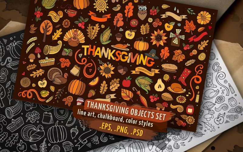 Thanksgiving Objects & Elements Set - Vector Image Vector Graphic