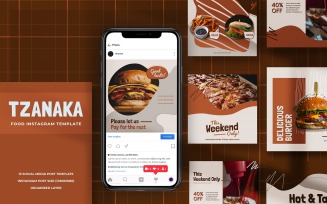 Tzanaka - Fast Food Instagram Post Template for Social Media