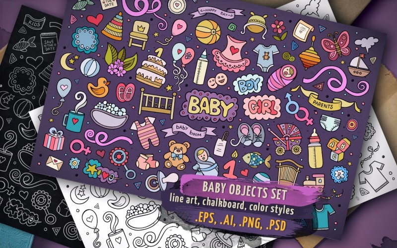 Baby Objects & Symbols Set - Vector Image Vector Graphic