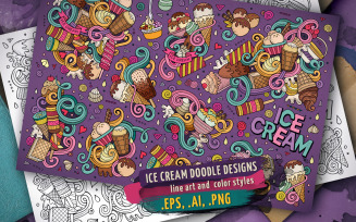 Ice Cream Doodles Designs Set - Corporate Identity Template