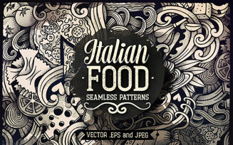 Italian Food Graphics Doodles Seamless Pattern