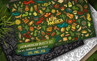 Latin American Objects & Elements Set - Vector Image