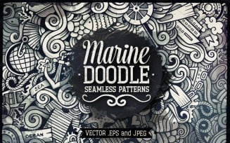 Marine Graphics Doodles Seamless Pattern