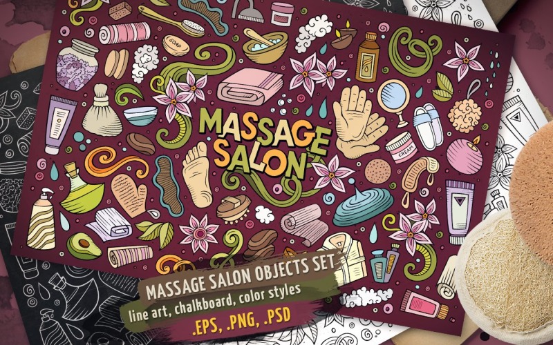 Massage Objects & Elements Set - Vector Image Vector Graphic