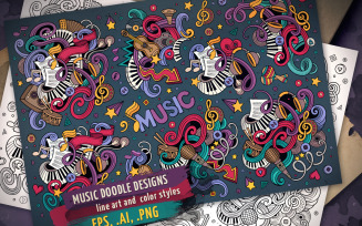 Musical Doodles Designs Set - Corporate Identity Template