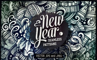 ❄ New Year Graphics Doodles Seamless Pattern