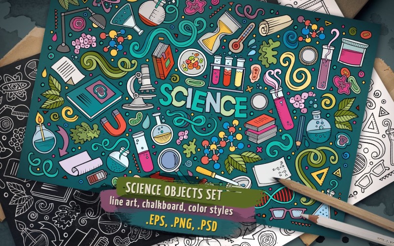 Science Objects & Elements Set - Vector Image Vector Graphic