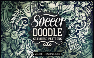 Soccer Graphics Doodles Seamless Pattern
