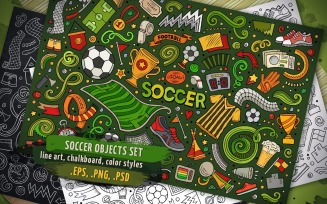 Soccer Objects & Elements Set - Vector Image