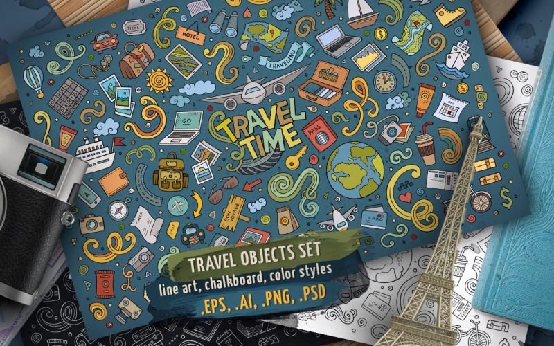 Travel Objects & Symbols Set - Vector Image Vector Graphic
