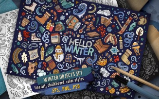 Winter Objects & Elements Set - Vector Image