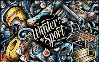 Winter Sports Doodle - Illustration
