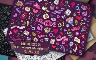 ♥ Love Objects & Symbols Set - Vector Image