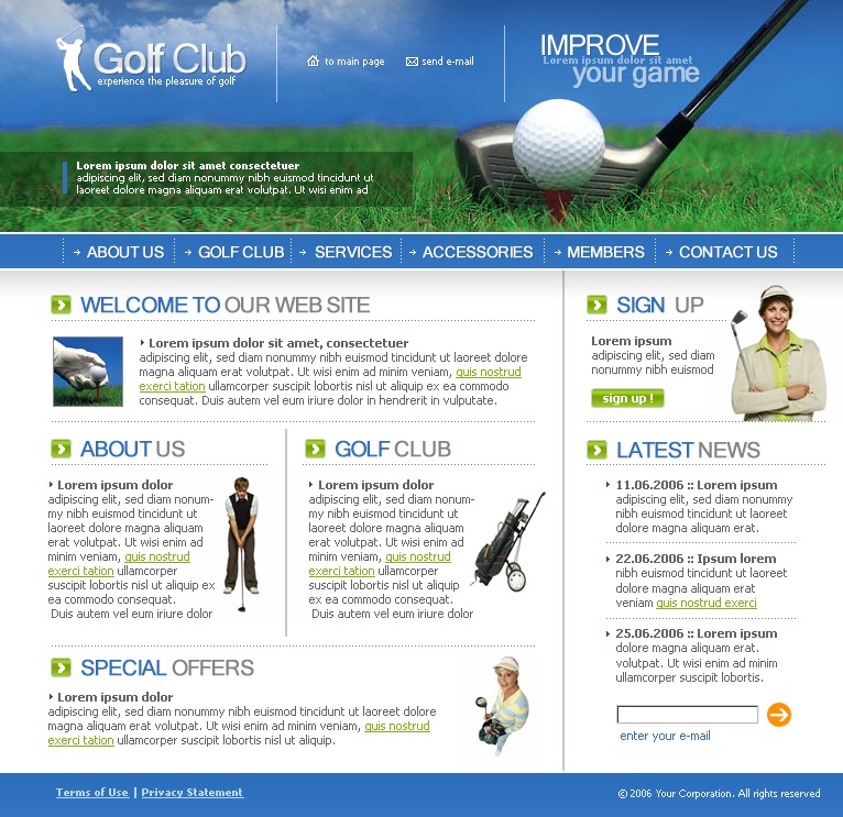 Golf Website Template #11032