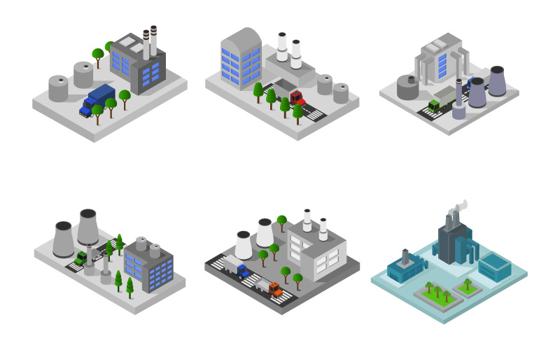 Isometric Industry Set - Vector Image Vector Graphic