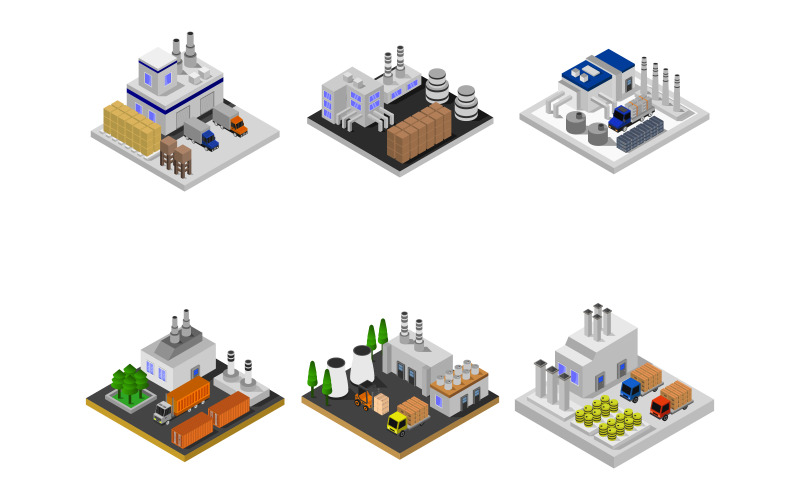 Isometric Industry Set - Vector Image Vector Graphic