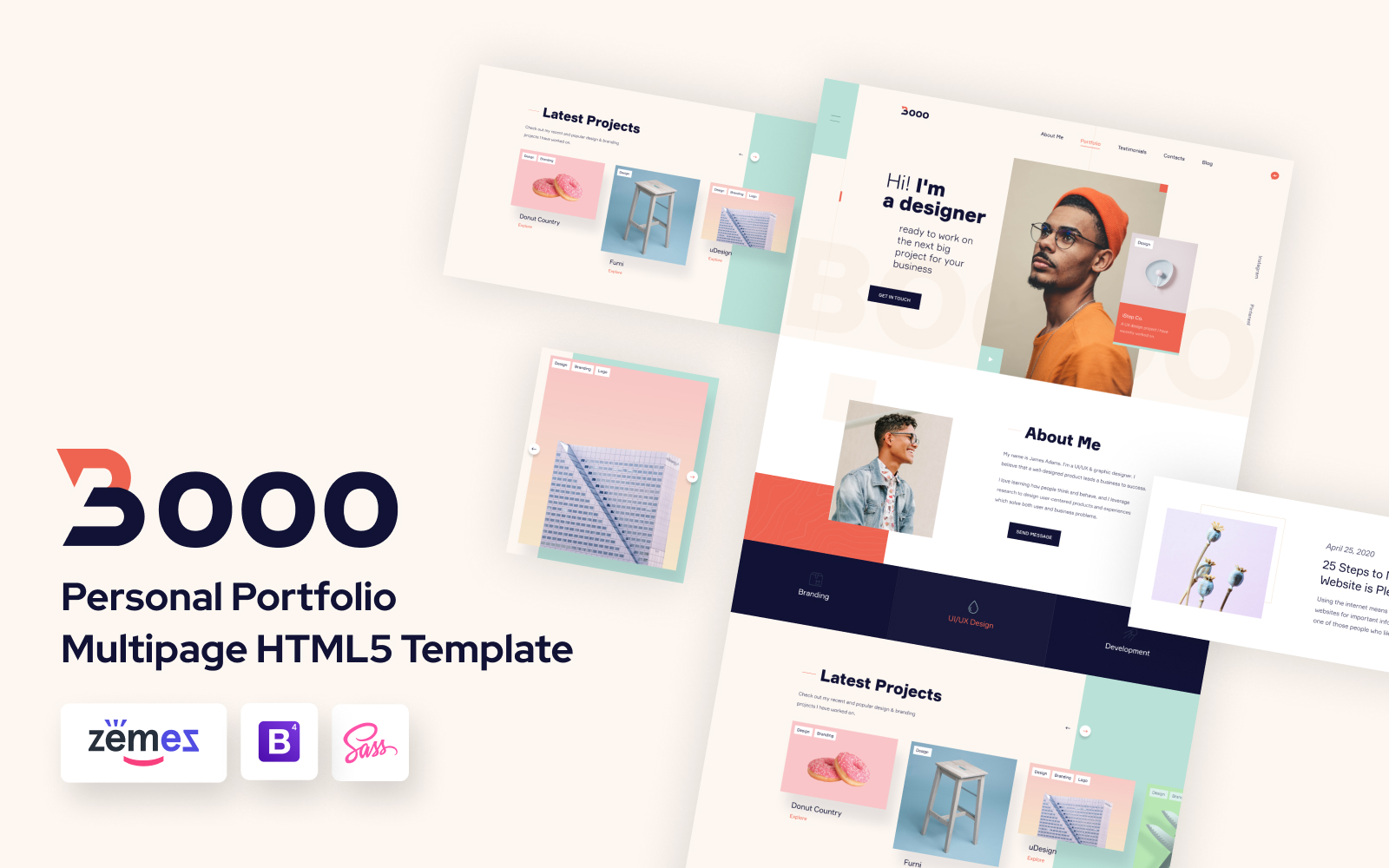 "Lintense Personal Portfolio - Web Designer HTML Landing Page Template" Responsive Landingspagina Template №110019