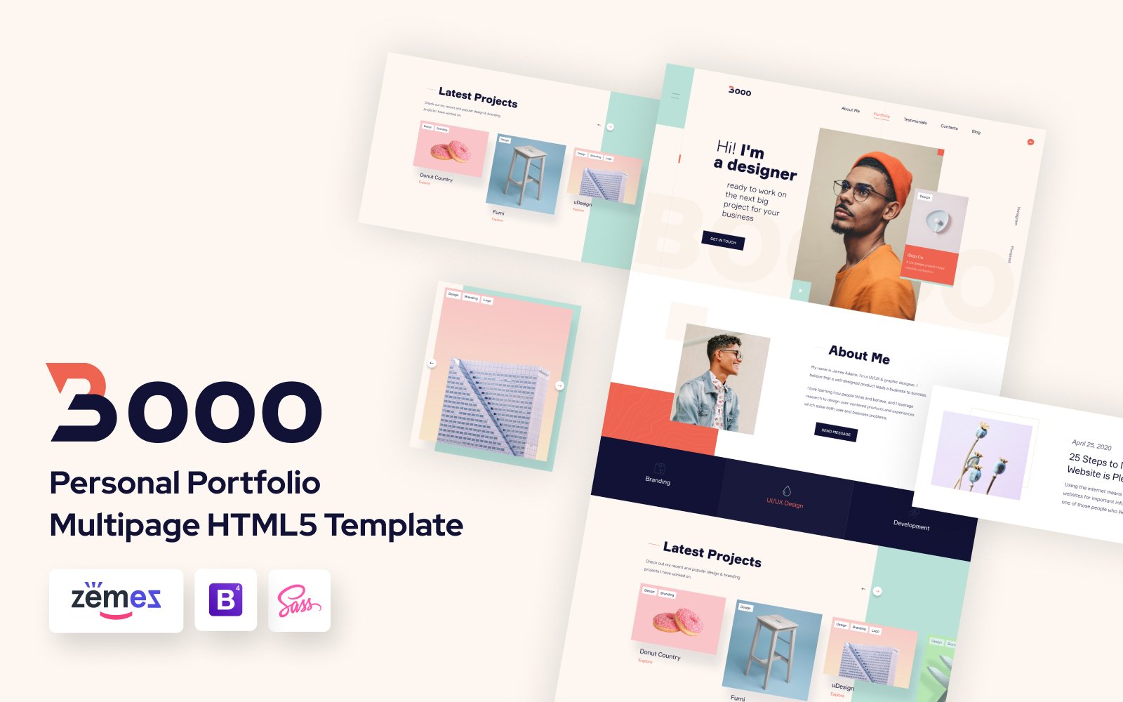 "Lintense Personal Portfolio - Web Designer HTML" Responsive Landingspagina Template №110019