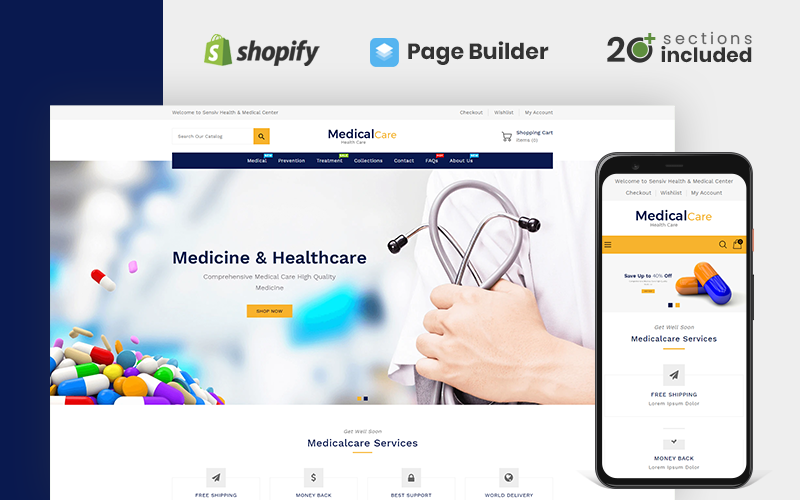 Medical Care Health & Medicine Store Shopify Theme