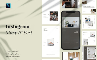 Minimalist Business Instagram Post & Story PSD Social Media Template